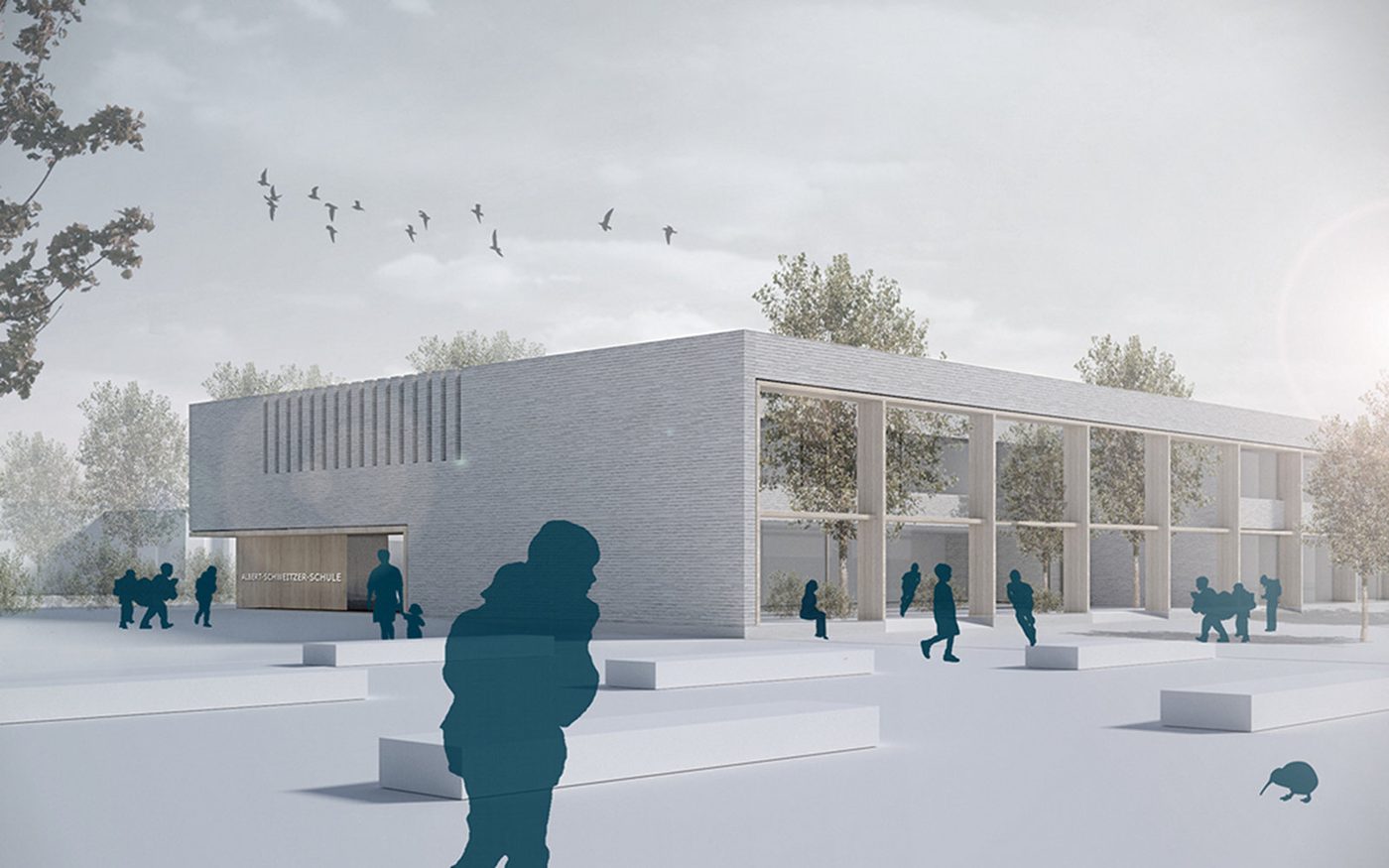 Wettbewerbsvisualisierung der Albert-Schweitzer-Schule mit Schulhof
